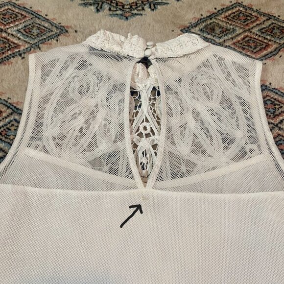 Stunning Topshop Crocheted Lace & Mesh Sleeveless Blouse - Size 4 - Picture 16 of 16